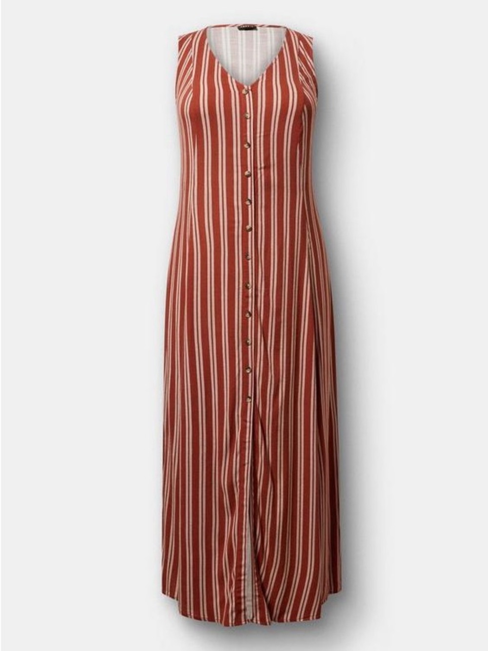 torrid Rust & Cream Striped Button-Front Maxi Dress - Picture 4 of 9